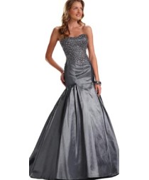Metallic Colored Strapless Evening Gown