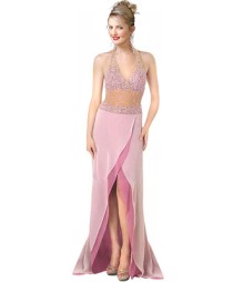 Hot Beaded halter Evening Dress