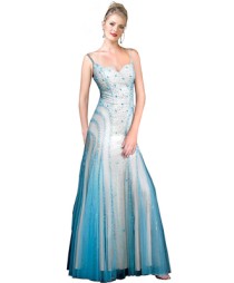 Net Satin Stone Embroidered Prom Dress